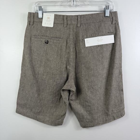 Porter & Ash New Linen Cotton Blend Shorts Mens 30 Sustainable Preppy Brown Tan - Picture 4 of 11